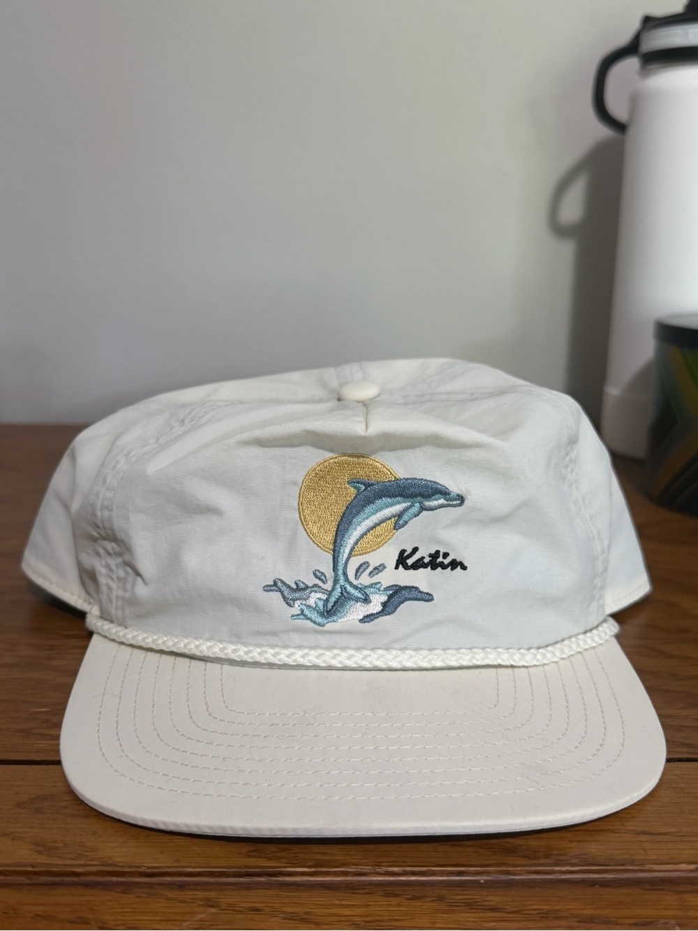 Katin Cream Cap with Dolphin & Gold Sun Embroidery
